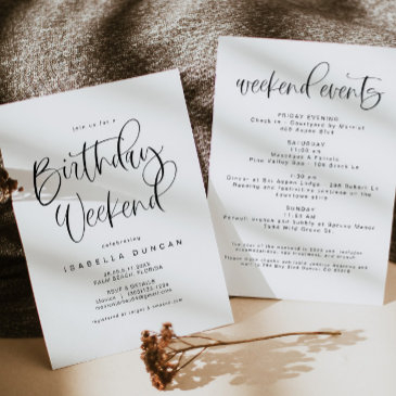 jolie modern bohemian birthday weekend itinerary invitation