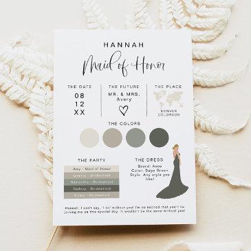 jolie modern editable maid of honor info invitations
