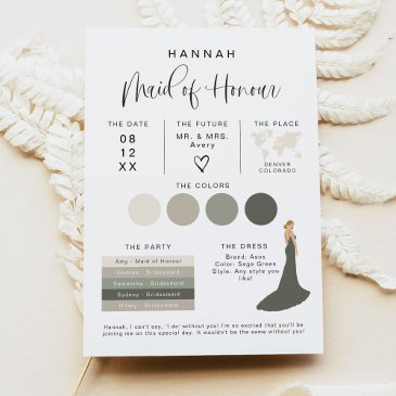 jolie modern editable maid of honour info invitations