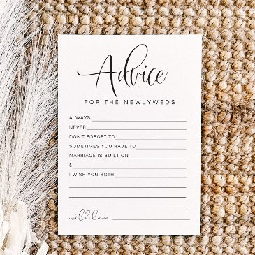 jolie modern newlywed advice and wishes game invitations