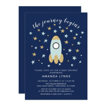 journey begins rocket boys baby shower invitation