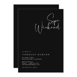 Small Jovi Edgy Black Bachelorette Spa Day Invitation Front View