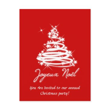 joyeux noël with christmas tree invitation