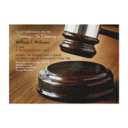 Small Judgement Gavel And Sound Block Swearing-in Invitation Front View