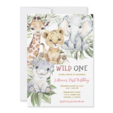 jungle first girl birthday party invitation