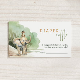 Small Jungle Safari Animals Baby Shower Diaper Raffle Enclosure Invitations Front View