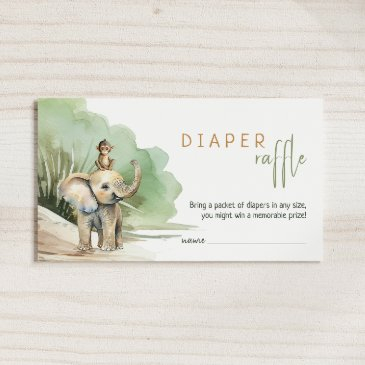 jungle safari animals baby shower diaper raffle enclosure invitations