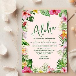 Small Jungle Tropical Floral Baby Shower Invitation Front View