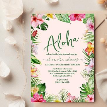 jungle tropical floral baby shower invitation