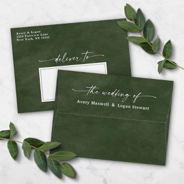 juniper green watercolor a7 wedding invitation envelope