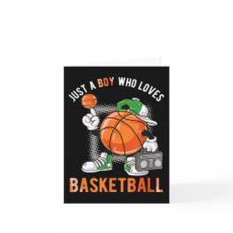 Small Just A Boy Who Loves Basketball 2 Invitations Front View