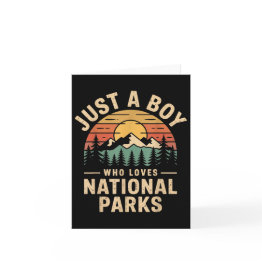 Small Just A Boy Who Loves National Parks Retro Nature V Invitations Front View