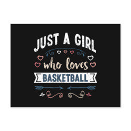 Small Just A Girl Who Loves Basketball Funny Gifts Postinvitations Front View