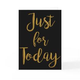 Small Just For Today Gold Quote Aa Na 12 Step Recovery Invitations Front View