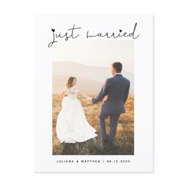 just married heart modern script wedding announcement postinvitations