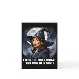 Small Kamala Harris Funny Debate Election 2024 Won Witch Invitations Front View
