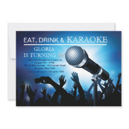 Small Karaoke Night Adult Birthday Party Invitation Front View
