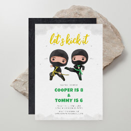 Small Karate Party Joint Ninja Birthday Invitation Front View