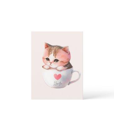kawaii cute striped pink chibi cat postinvitations