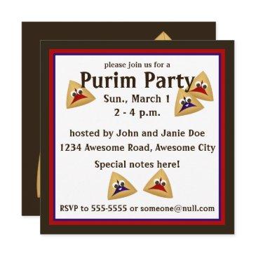kawaii hamentashen purim invitation