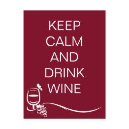 Small Keep Calm And Drink Wine Quote With Grapes Postinvitations Front View