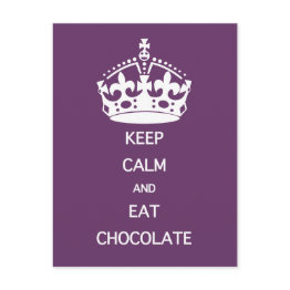 Small Keep Calm Eat Chocolate- Choose Color Postinvitations Front View