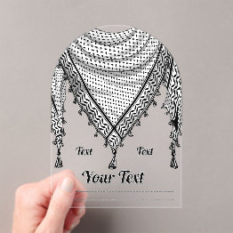Small Keffiyeh Palestinian Scarf Traditional Fabric Acrylic Invitations Front View