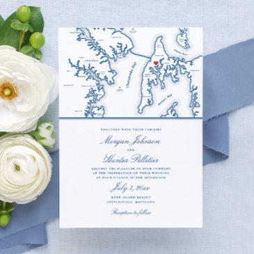 kent island maryland map destination wedding invitation