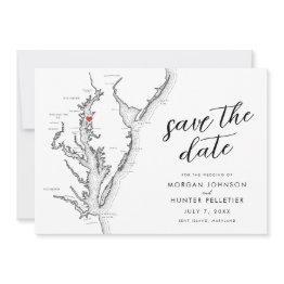 Small Kent Island Maryland Map Wedding Save The Date Front View