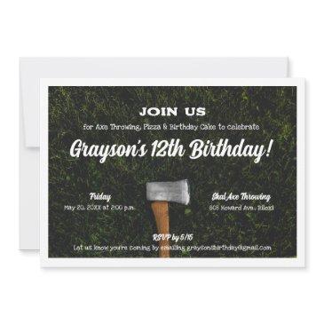 kids axe throwing birthday party invitation