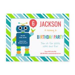 Small Kids Colorful Robot Birthday Invitation Postinvitations Front View