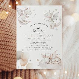 Small Kids Dragon Birthday Party Invitation Front View