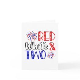 Small Kids Red White And Two 2nd Birthday 4th Of July In Invitations Front View