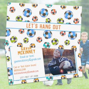 kid's soccer contact calling invitations