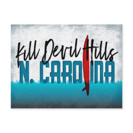 Small Kill Devil Hills Postinvitations North Carolina Surfboard Front View