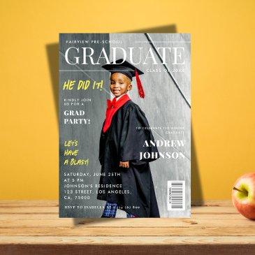 kindergarten pre-school graduation magazine cover invitation