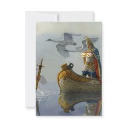 Small “king Arthur Takes The Sword” By Nc Wyeth Thank You Invitations Front View