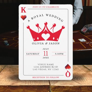 king & queen of hearts casino poker invitations wedding