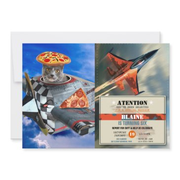 kitty pilot in ariplane invitation