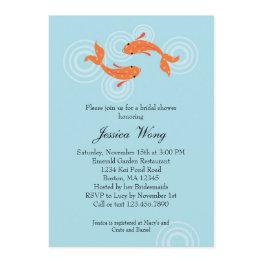 Small Koi Fish Pond Bridal Shower Invitation Front View