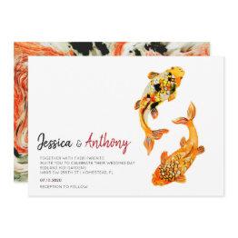 Small Koi Fish Wedding Invitation Front View