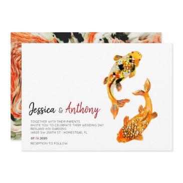 koi fish wedding invitation