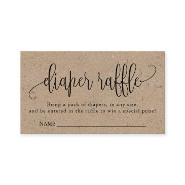 kraft calligraphy diaper raffle enclosure invitations