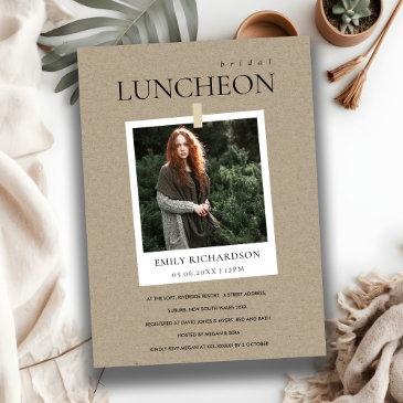 kraft minimal custom photo bridal luncheon invite
