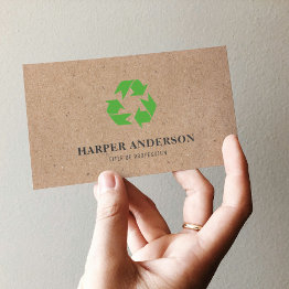 Small Kraft Modern Green Eco Recycling Professional Business Invitations Front View