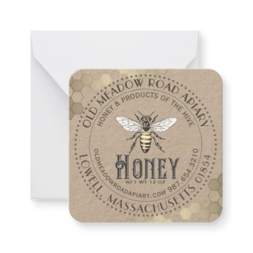 kraft vintage bee honey jar tag or business invitations