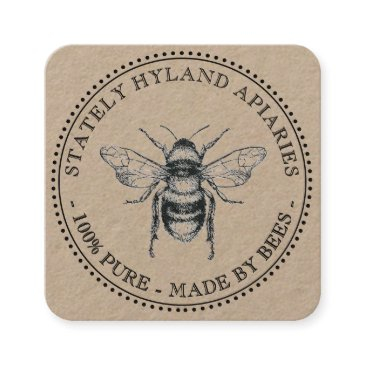 kraft vintage bee honey jar tag without punch-hole note invitations
