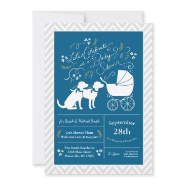 labrador dog baby shower blue boy lab 2 dogs invitation