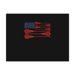 Small Lacrosse Flag Holiday Postinvitations Front View