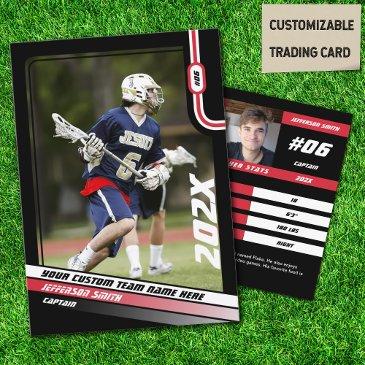 lacrosse player trading invitations in black red